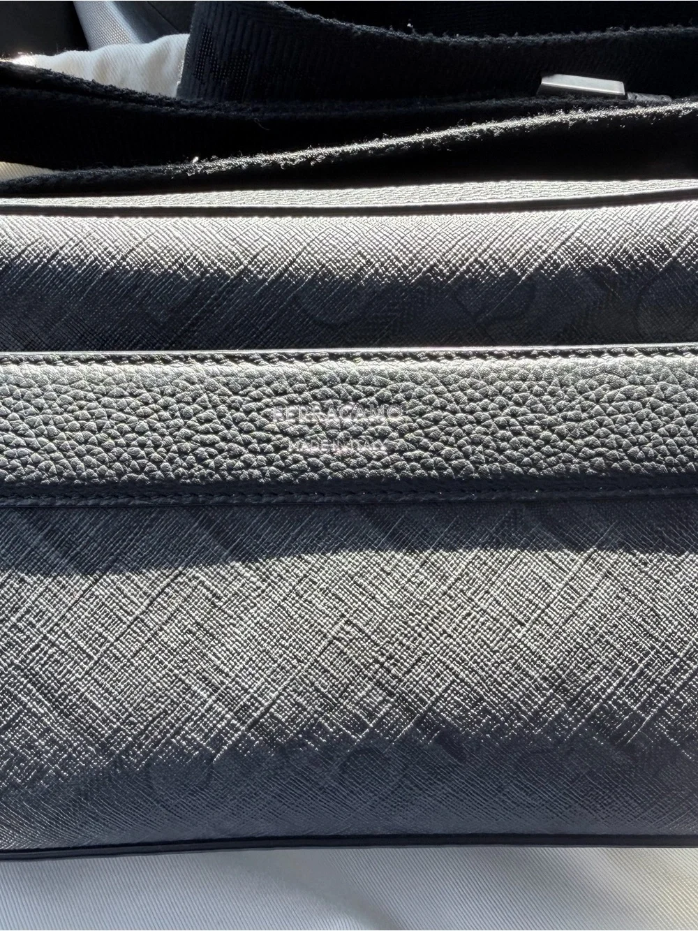 Black Textured Crossbody Bag